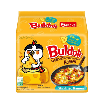 Samyang Buldak Cheese Stir Fried Artificial Chicken Noodles (5 Pack)