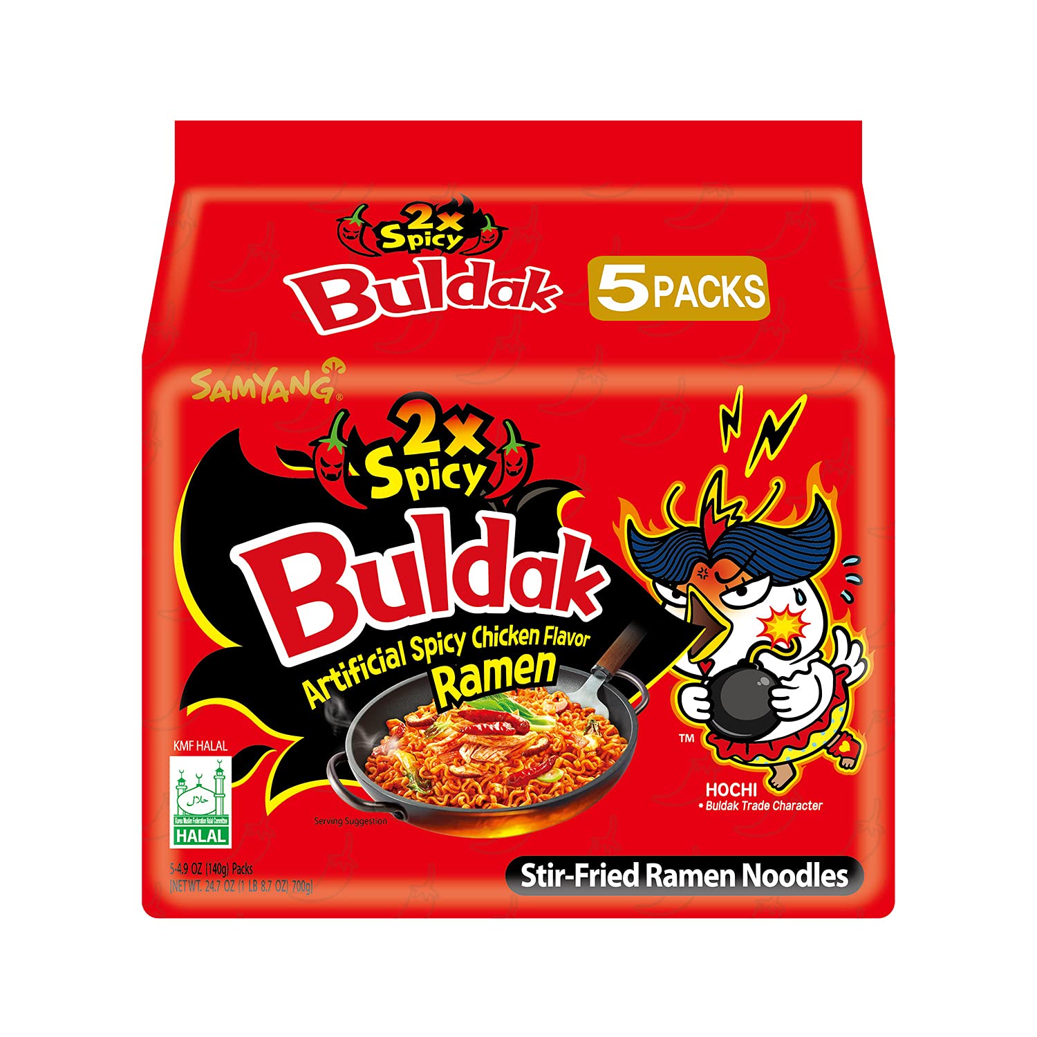Samyang Buldak 2x Spicy Artificial Chicken Noodles (5 Pack)