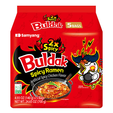 Samyang Buldak 2x Spicy Artificial Chicken Noodles (5 Pack)
