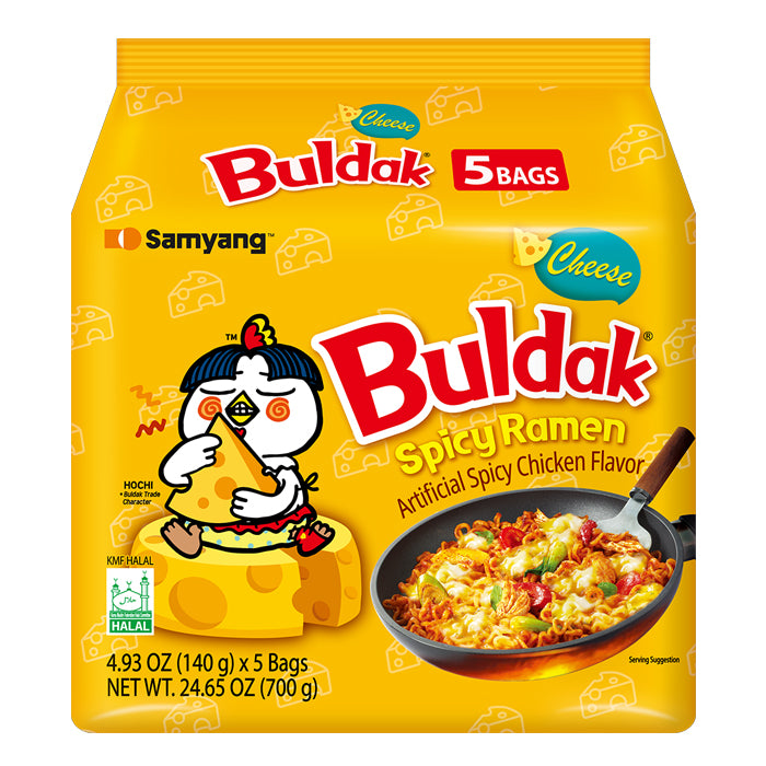 Samyang Buldak Cheese Stir Fried Artificial Chicken Noodles (5 Pack)